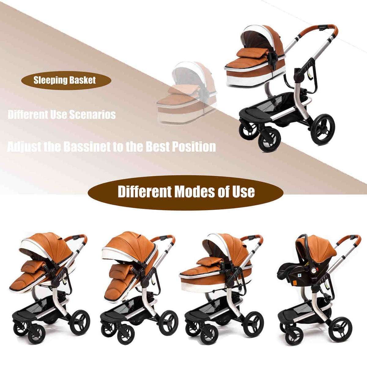 Grandeur Grey 3-in-1 Baby Stroller 2022 Luxury Travel System (Car Seat Base Included)-Maternity Miracles - Mom & Baby Gifts