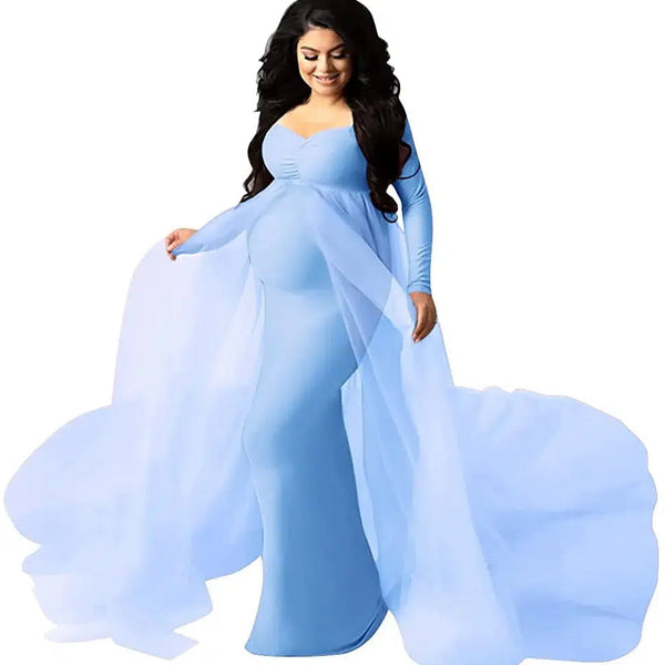 Long Sleeve Off-Shoulder Maternity Maxi Photography Dress Maternity Miracles Long Sleeve Off-Shoulder Maternity Maxi Photography Dress Maternity Miracles