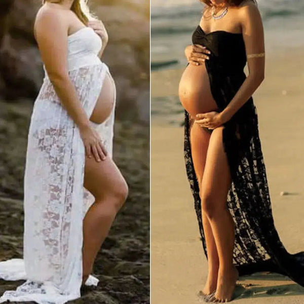 Photography Props Maternity Sexy Lace Maxi Dresses Gown Pregnant Dress Sleeveless Strapless Photo Shoot Summer Dress-Maternity Miracles - Mom & Baby Gifts