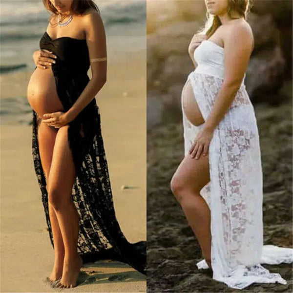 Photography Props Maternity Sexy Lace Maxi Dresses Gown Pregnant Dress Sleeveless Strapless Photo Shoot Summer Dress-Maternity Miracles - Mom & Baby Gifts
