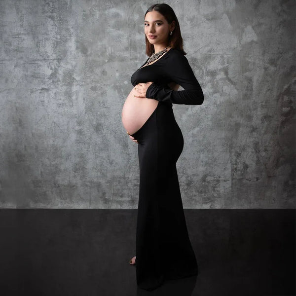Chic Maternity Bodycon Dress, L / Beige