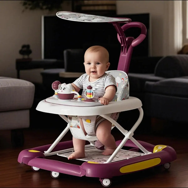 Multi-Functional 4-in-1 Baby Walker with Protective Awning-Maternity Miracles - Mom & Baby Gifts