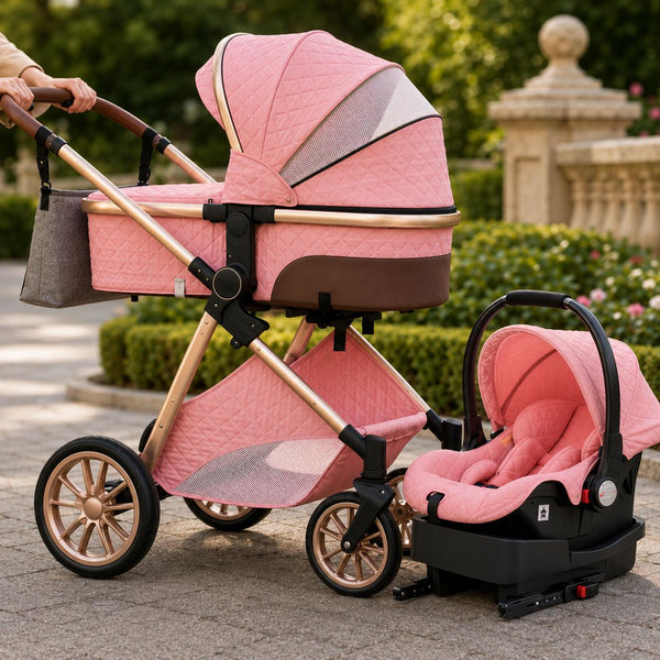 Luxury 3-in-1 Baby Stroller with Car Seat & Bassinet | Foldable Travel System-Maternity Miracles - Mom & Baby Gifts