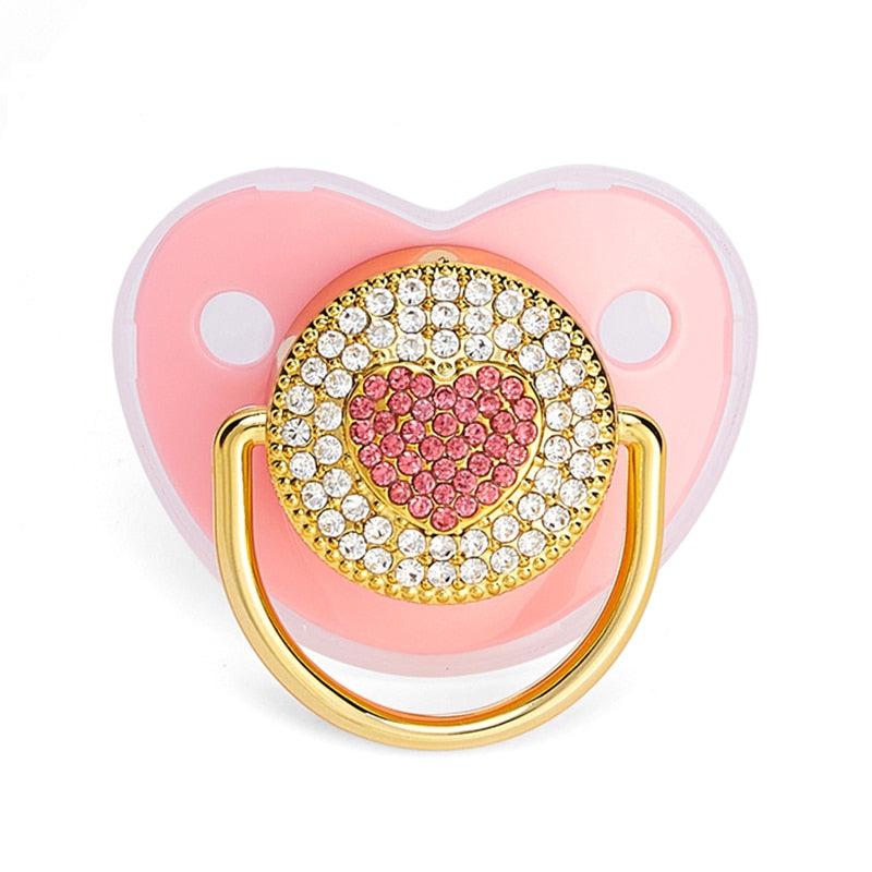 Pink Power Bling Baby Pacifier Luxury Teether Gift Set