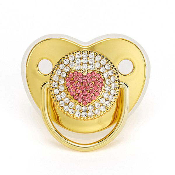 Pink Power Bling Baby Pacifier Luxury Teether Gift Set