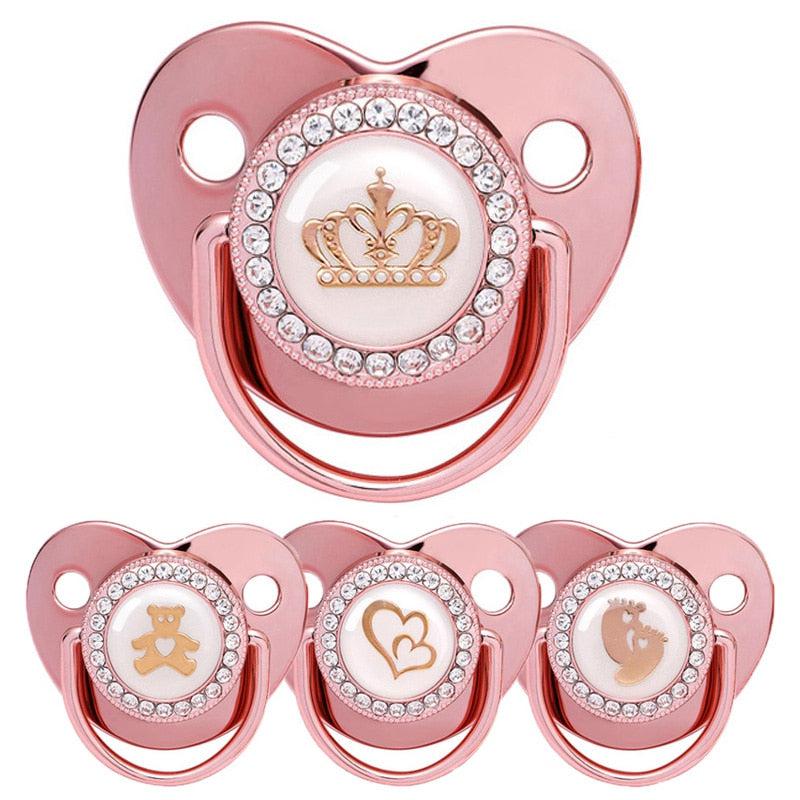 Pink Power Bling Baby Pacifier Luxury Teether Gift Set