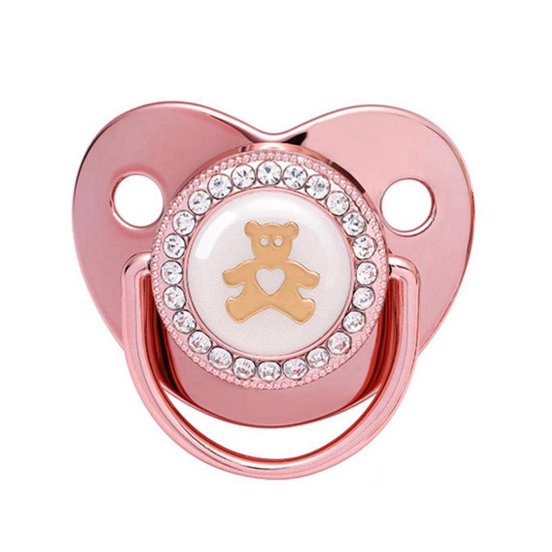 Pink Power Bling Baby Pacifier Luxury Teether Gift Set