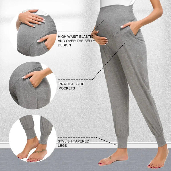 Pregnancy Stretch Lounge Pants with High Waist-Maternity Miracles - Mom & Baby Gifts