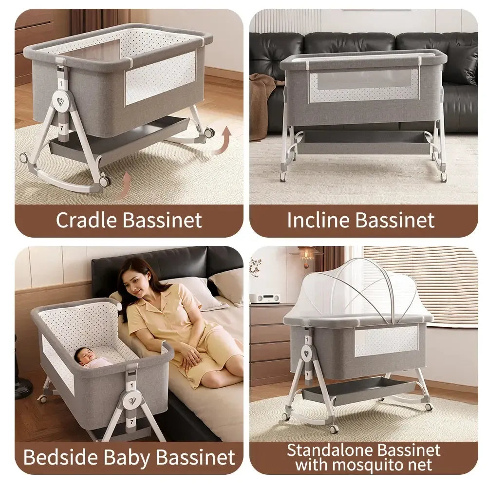 Premium 3-in-1 Baby Bedside Sleeper & Bassinet-Maternity Miracles - Mom & Baby Gifts