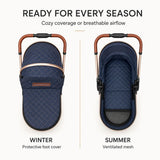 All-season luxury stroller with protective canopy