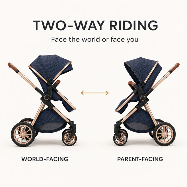 Luxury stroller with parent-facing and forward-facing seat