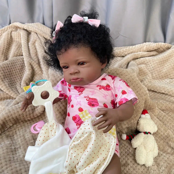 20Inch Finished African American Doll Lanny Black Skin Reborn Baby Newborn With Rooted Hair Handmade Toy Gift For Girls-Maternity Miracles - Mom & Baby Gifts