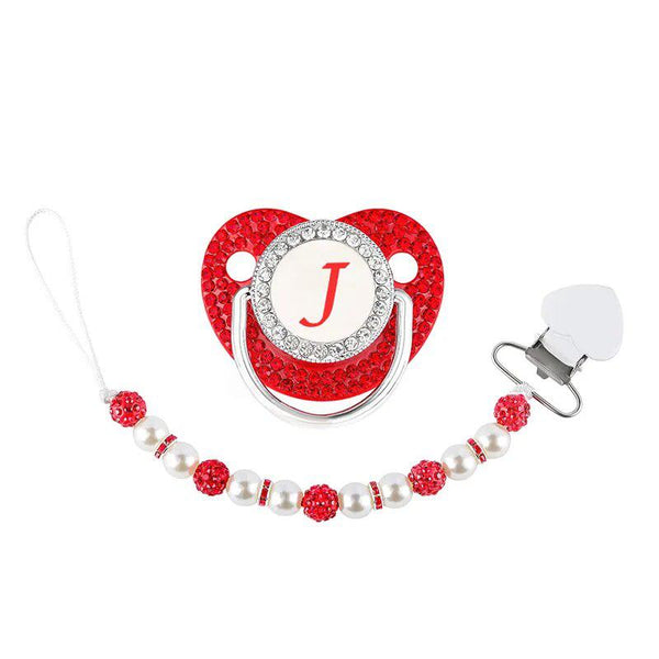 Red Crystalized Luxury Baby Bling Pacifier & Clips