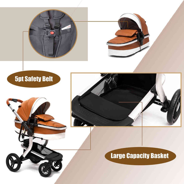 Divine Red 3-in-1 Baby Stroller 2022 Luxury Travel System (Car Seat Base Included)-Maternity Miracles - Mom & Baby Gifts
