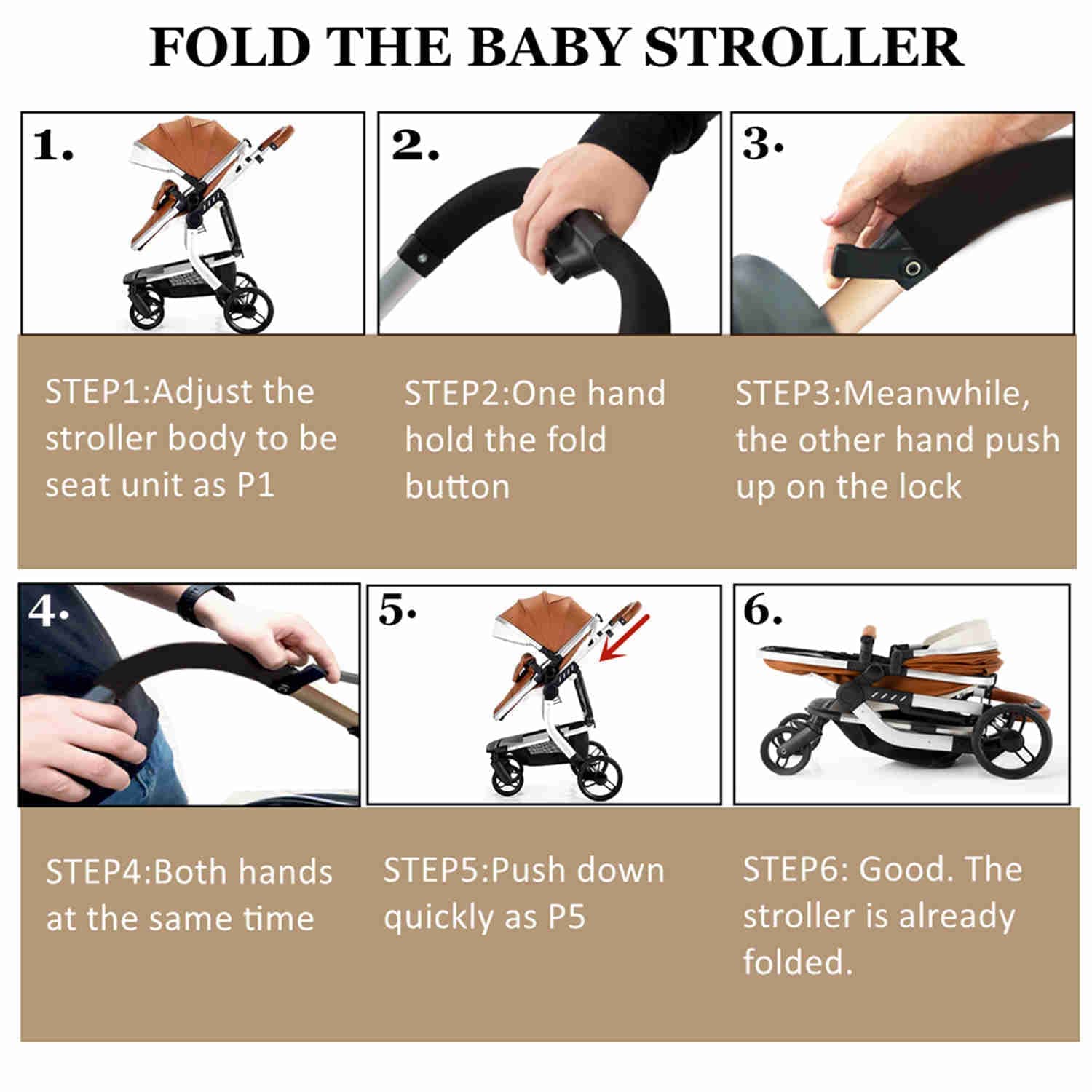 Royal Brown Upgraded 3-in-1 Baby Stroller For Newborns – Maternity