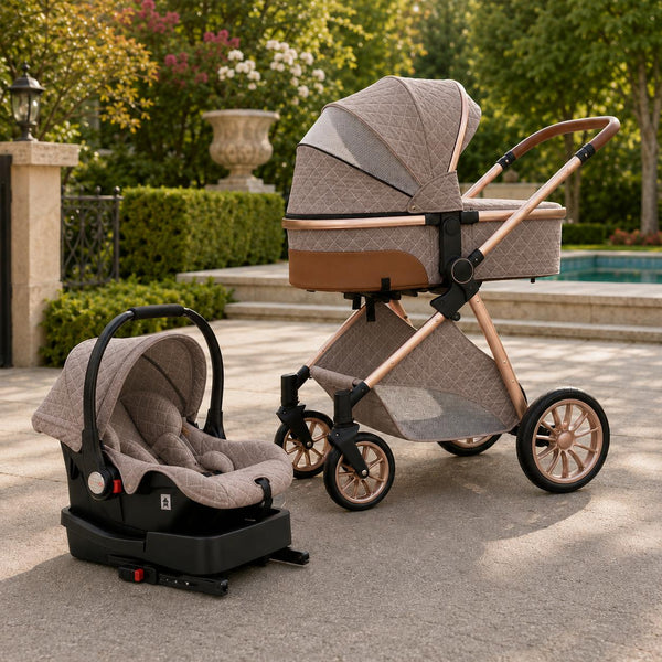 Royal khaki stroller travel system rear view