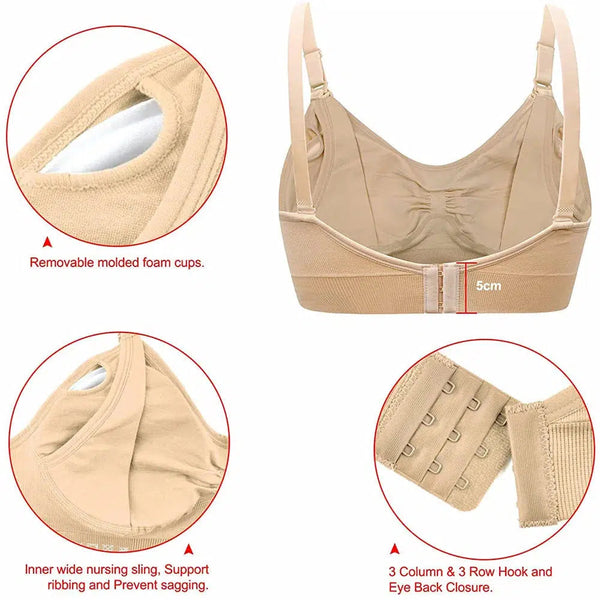 Womens Maternity Nursing Bra Maternal Seamless Clip Down Push Up Sleeping Bralette for Breastfeeding Underwear-Maternity Miracles - Mom & Baby Gifts