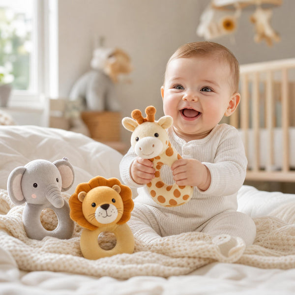 Soft Animal Baby Rattle Set