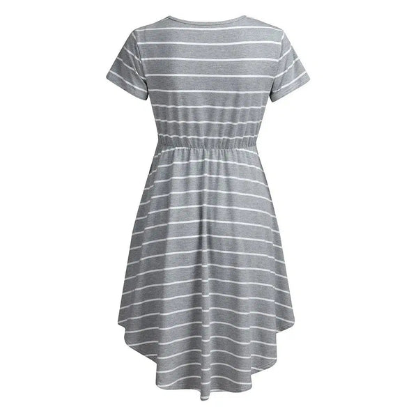 Summer Premama Breastfeeding Dresses Fashion Short Sleeve Striped Dress For Pregnant Women Maternity Baby Shower Pajama Gowns XL-Maternity Miracles - Mom & Baby Gifts
