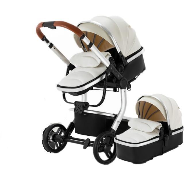 White Upgraded Luxury 3-in-1 Baby Stroller-Maternity Miracles - Mom & Baby Gifts