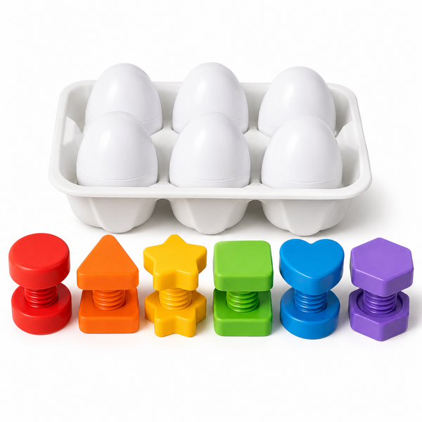 Six matching eggs and six chunky screw activities hero image
