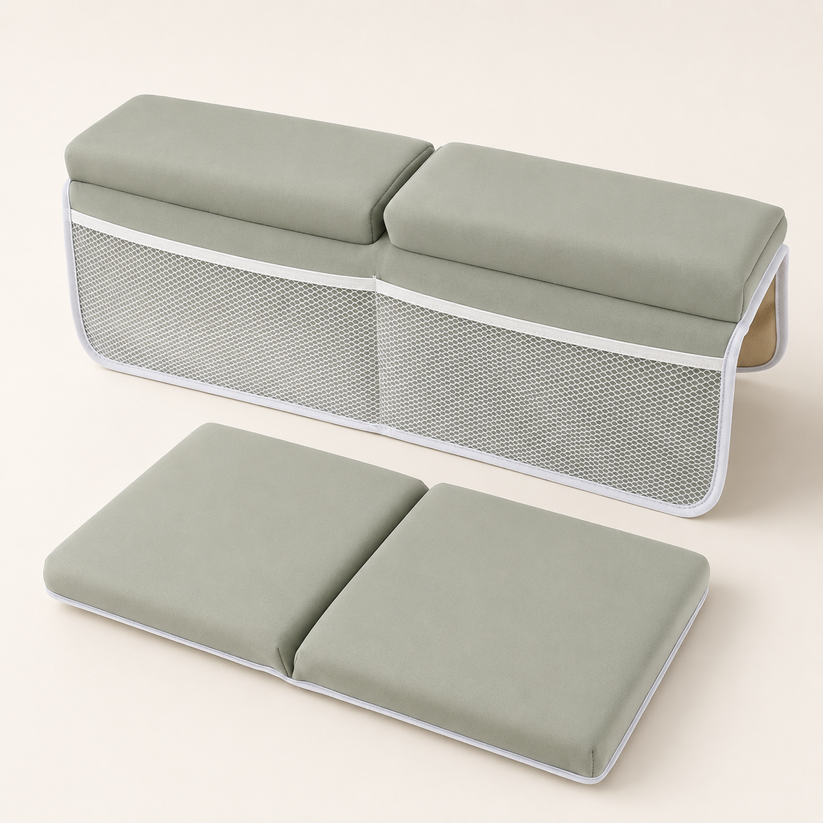 Maternity Miracles sage gray baby bath kneeler and elbow rest organizer set