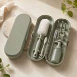 Compact drying-kit case with bottle nipple and straw brushes