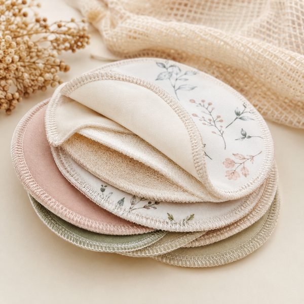 Close-up of washable nursing pad fabrics stitching and absorbent layers