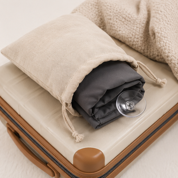 Portable Suction-Cup Blackout Curtain — storage and care view