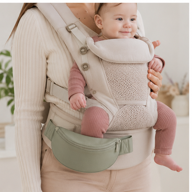 Baby Carrier Waist-Belt Storage Pouch — lifestyle view