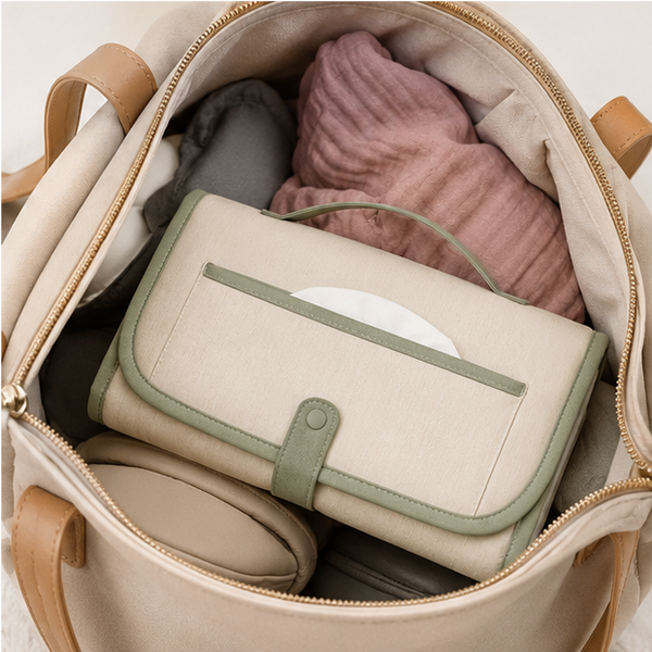 Portable Baby Changing Mat Clutch — storage and care view