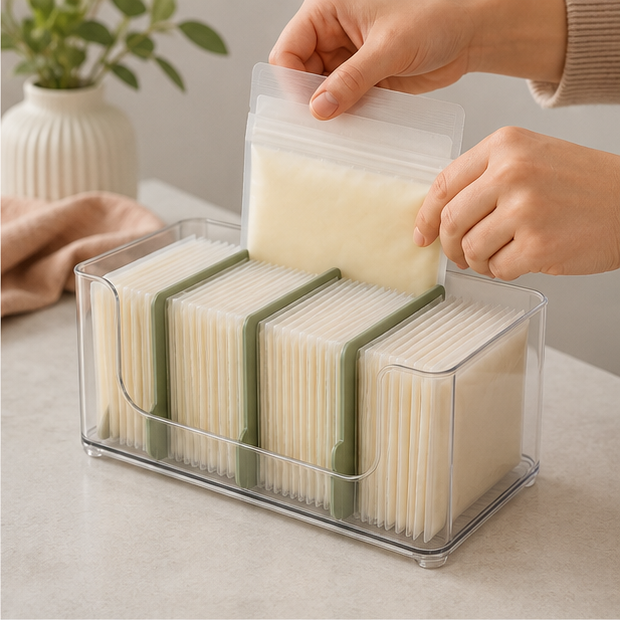 Breast Milk Storage Bag Freezer Organizer — lifestyle view