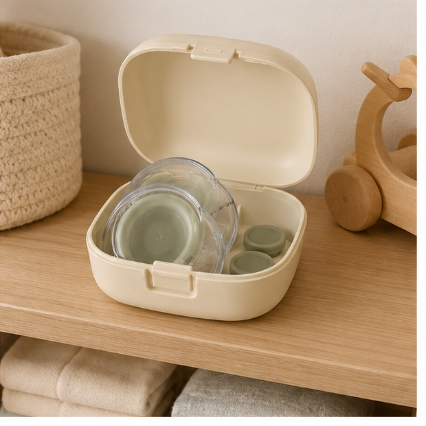 Wearable Breast Milk Collector Shell Set — storage and care view