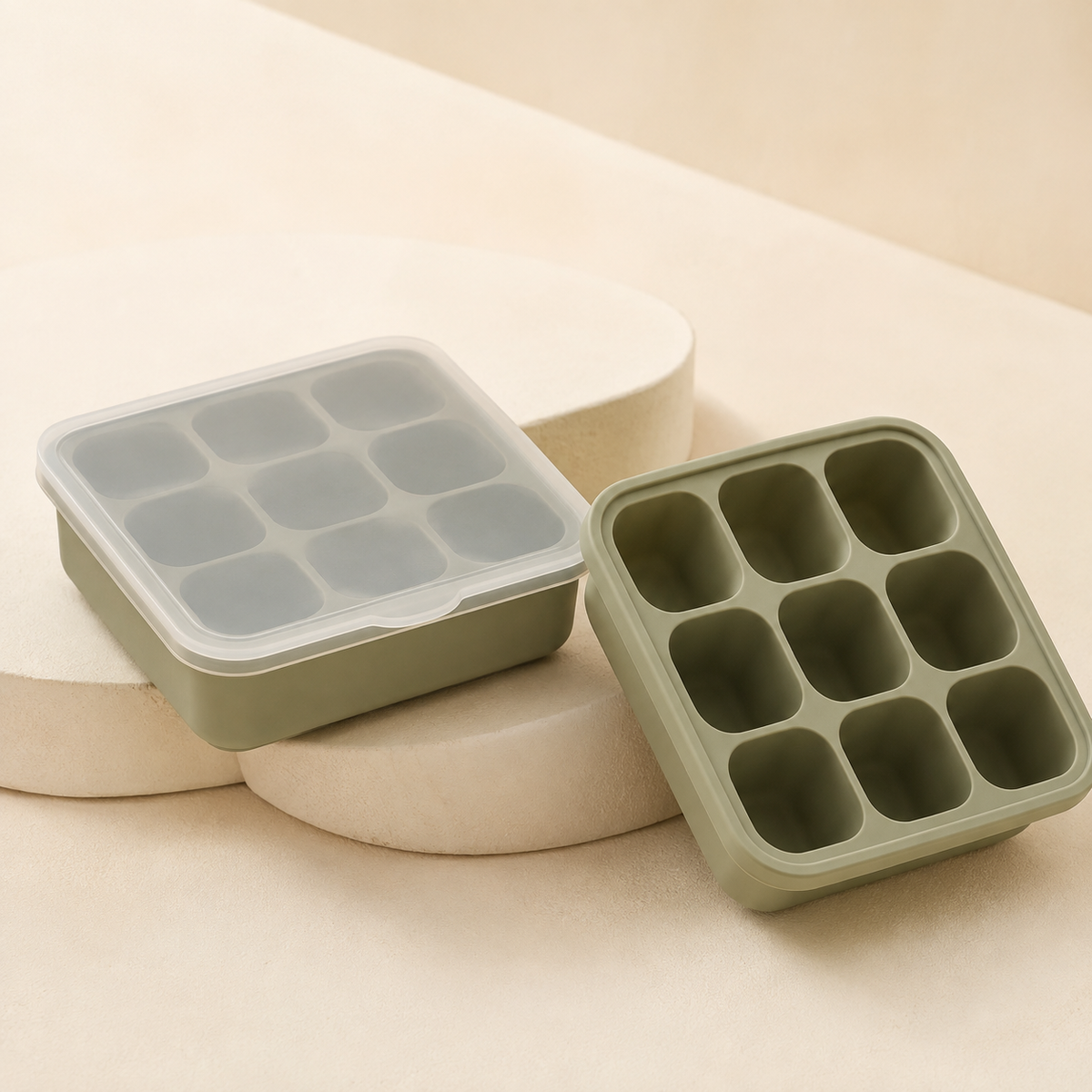 Silicone Baby Food Freezer Tray with Lid — studio product view