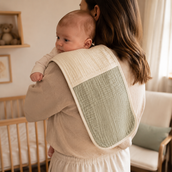 Absorbent Muslin Burp Cloths — 6 Pack — lifestyle use view