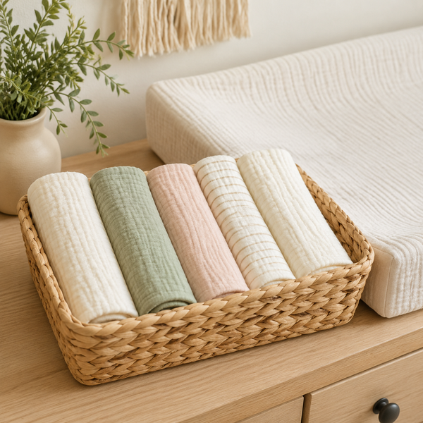 Absorbent Muslin Burp Cloths — 6 Pack — storage or care view