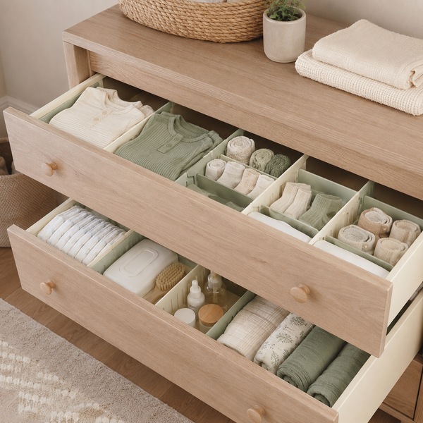 Adjustable Nursery Drawer Dividers — 8 Pack — lifestyle use view