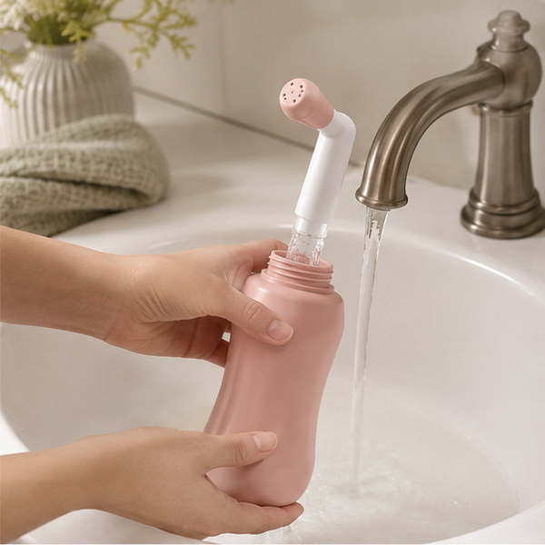Angled Postpartum Peri Rinse Bottle — lifestyle view