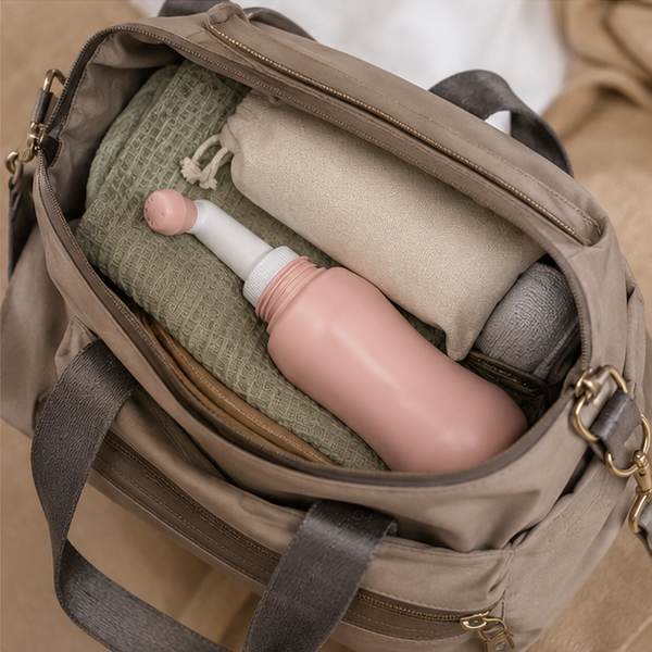 Angled Postpartum Peri Rinse Bottle — storage and care view