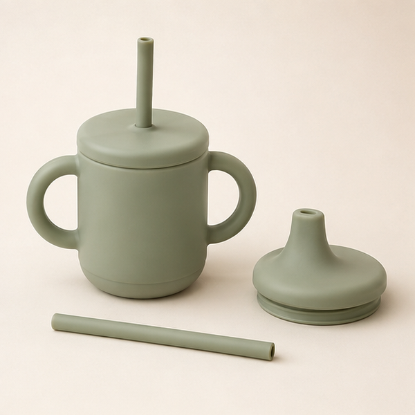 Silicone Toddler Sippy Cup with Straw — studio view
