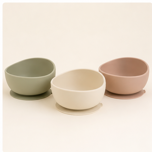 Silicone Suction Toddler Bowls — 3 Pack — studio view