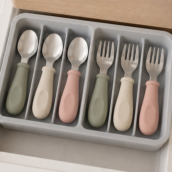 Toddler Training Utensil Set — 6 Piece — storage and care view