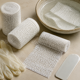 Plaster casting bandage rolls, bowl and gloves included in the kit