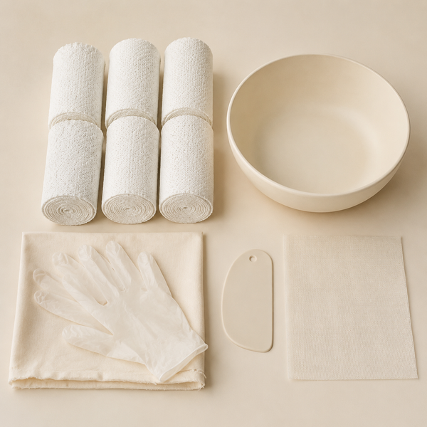 Complete pregnancy belly casting keepsake kit with plaster rolls and craft supplies