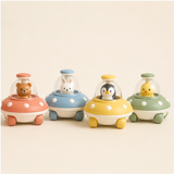 Four animal press-and-go UFO toy cars