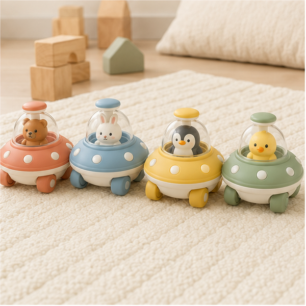 Animal UFO cars ready for racing play