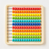 Front detail of the rainbow abacus rows and beads