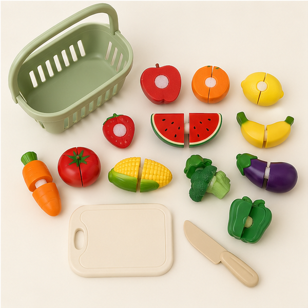 Pretend Slice and Serve Produce Set complete basket