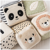 Close view of soft cube fabrics patterns and seams