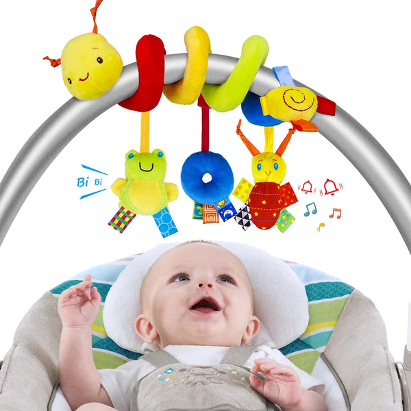 Plush spiral stroller and crib sensory toy
